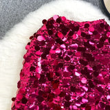 Women Glitter Sequins High Waist Sexy Short Skirt Party Fashion Vintage Luxury Skirts Goth Spring Summer Clothing