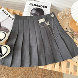 A-line Skirts with Belt Women y2k High Waist Short Skirt Buttons Skirt Female Clothing Female All-match