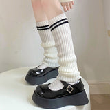 Y2k Goth Lolita Leg Striped Warmers Japanese Women Gothic Long Socks  Gaiters Knee Winter Knitted Cuffs Ankle Warmer