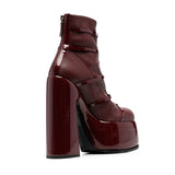 woloong Women's Shoes New Fashion Autumn Winter Chunky High Heel Black Wine Red Buckle Dress Party Female Ankle Boots 35-43