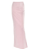 Elegant Solid Satin Women'S Skirt Fashion Slim High Waist Maxi Skirts Elegant Simple Slik Casual Female Clothing