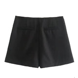 Women Fashion Casual Mini Asymmetrical Skirts Shorts High Waist Back Pockets Wide Leg Skirts Zipper Female Shorts