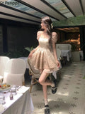 Pure Desire Mesh Dress Female First Love French Sweet Waist Temperament Tie Design Small Small Short Skirt