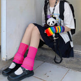 Y2k Goth Lolita Leg Striped Warmers Japanese Women Gothic Long Socks  Gaiters Knee Winter Knitted Cuffs Ankle Warmer