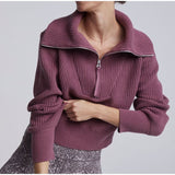 Winter Women's Turtleneck Sweaters Polo Collar With Zipper Knitted Pullover Female Loose Long Sleeve Top Warm Sweaters