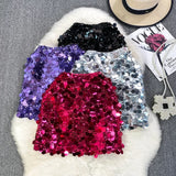 Women Glitter Sequins High Waist Sexy Short Skirt Party Fashion Vintage Luxury Skirts Goth Spring Summer Clothing