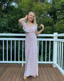 Polka Dot Ruffles Bandage Maxi Dress Women Off Shoulder Slim Elegant Party Dress Summer Beach Holiday Sundresses