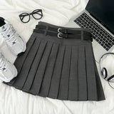 A-line Skirts with Belt Women y2k High Waist Short Skirt Buttons Skirt Female Clothing Female All-match