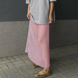 Mesh Pleated See-Through Long Skirt For Women Sheer Sexy Hollow Out Holiday Beach Skirt Female High Waist Y2k Maxi Skirt