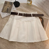 A-line Skirts with Belt Women y2k High Waist Short Skirt Buttons Skirt Female Clothing Female All-match