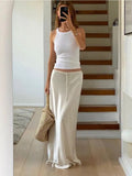 High Waist Loose Female Long Skirt Solid Casual Elegant Streetwear Fashion Lace-Up Slim Y2k Outfits For Women Maxi Skirt