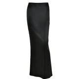 Elegant Solid Satin Women'S Skirt Fashion Slim High Waist Maxi Skirts Elegant Simple Slik Casual Female Clothing