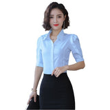 Korean Fashion Women Shirts Office Lady Cotton Blouse Blusas Mujer De Moda Women Blouses Elegant Women Shirt Plus Size 5XL