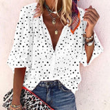 New Fashion Daisy Floral Print Shirts Women V Neck Long Sleeve Button Tops Casual Loose Plus Size Blouse