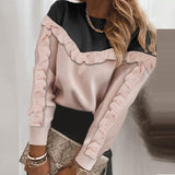 Woloong Women Elegant Lace Patchwork Hollow Out Long Sleeve Blouses Shirts Fashion O-Neck Bow Solid Tops Ladies Casual Streetwear Blusa