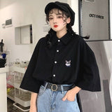 Blouses Women Japan Style Harajuku Simple Short Sleeve Summer Womens Chic Tops Retro All-match Pockets Trendy Girls Shirts New