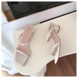 New Summer Slippers Low Heels Slides Female Peep Toe Square Heel Slipper Brand Sandals Women Slipper Big Size 41 Flip Flops