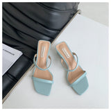 New Summer Slippers Low Heels Slides Female Peep Toe Square Heel Slipper Brand Sandals Women Slipper Big Size 41 Flip Flops