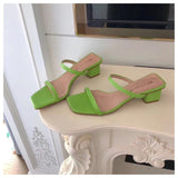 New Summer Slippers Low Heels Slides Female Peep Toe Square Heel Slipper Brand Sandals Women Slipper Big Size 41 Flip Flops