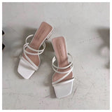 New Summer Slippers Low Heels Slides Female Peep Toe Square Heel Slipper Brand Sandals Women Slipper Big Size 41 Flip Flops