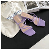 New Summer Slippers Low Heels Slides Female Peep Toe Square Heel Slipper Brand Sandals Women Slipper Big Size 41 Flip Flops