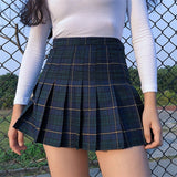 Y2K Harajuku Tartan Women Skirt Sexy Plaid Pleated Skirts Fashion Mini Dance Skirt Side Button High Waist School Skirts Female