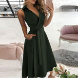 Elegant Women Letter Diamond Print Party Dresses Spring Fashion Sexy V-Neck Belt A-Line Dresses Female Casual Long Sleeve Dress