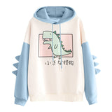 Fashion Women Sweatshirt Casual Print Long Sleeve Splice Dinosaur hoodies Sweatshirt Tops