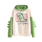 Fashion Women Sweatshirt Casual Print Long Sleeve Splice Dinosaur hoodies Sweatshirt Tops