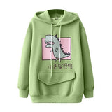 Fashion Women Sweatshirt Casual Print Long Sleeve Splice Dinosaur hoodies Sweatshirt Tops