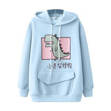 Fashion Women Sweatshirt Casual Print Long Sleeve Splice Dinosaur hoodies Sweatshirt Tops