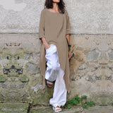 Women Tops and Blouse Summer Half Sleeve Casual Loose Asymmetrical Tunic Shirts Long Blusas Femininas